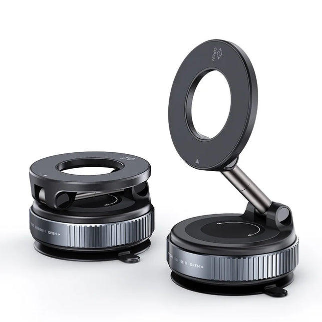 Magnetic Car Phone Holder – Foldable, 360° Adjustable Vacuum Mount (MagSafe Compatible)
