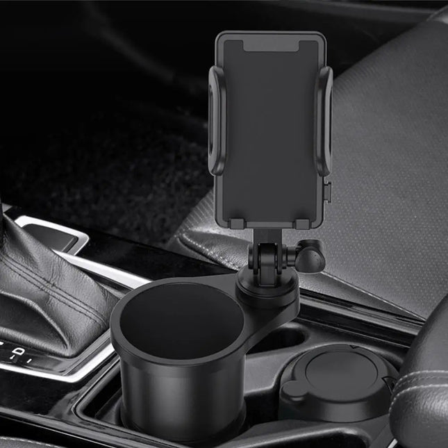 2-in-1 Car Cup Holder & Phone Mount – 360° Adjustable