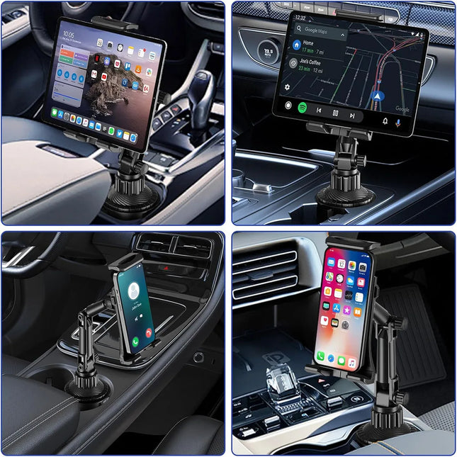 Cup Holder Phone & Tablet Holder – Adjustable 360° Arm (4–13” Devices)